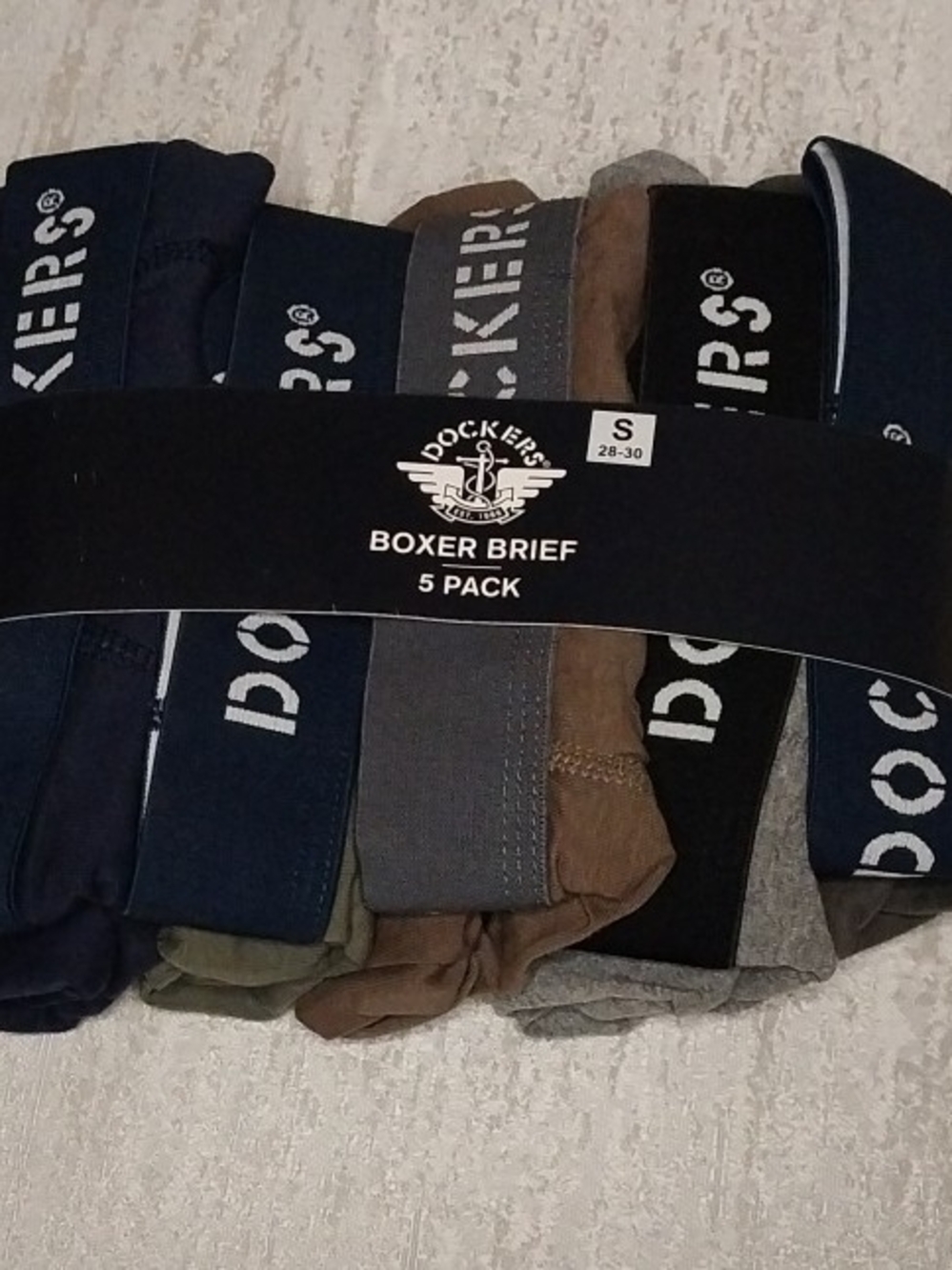Dockers Men's Boxer Briefs 5-Pack - Navy, Olive, Gray, Brown, Dark Gray